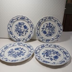 Elegant Blue and White Salad Plates By Blue Danube Set Of 4